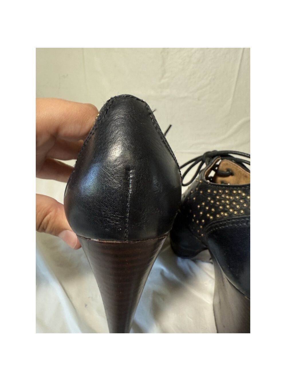 Frye Black Leather Studs Open Toe Chelsea Ankle Booties Size 8M - Picture 10 of 15